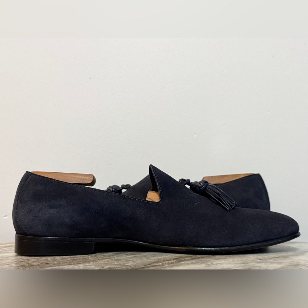 BURBERRY PRORSUM NAVY BLUE SUEDE TASSEL LOAFERS SLIPPERS 44 / 11 US $1000 - Picture 5 of 12